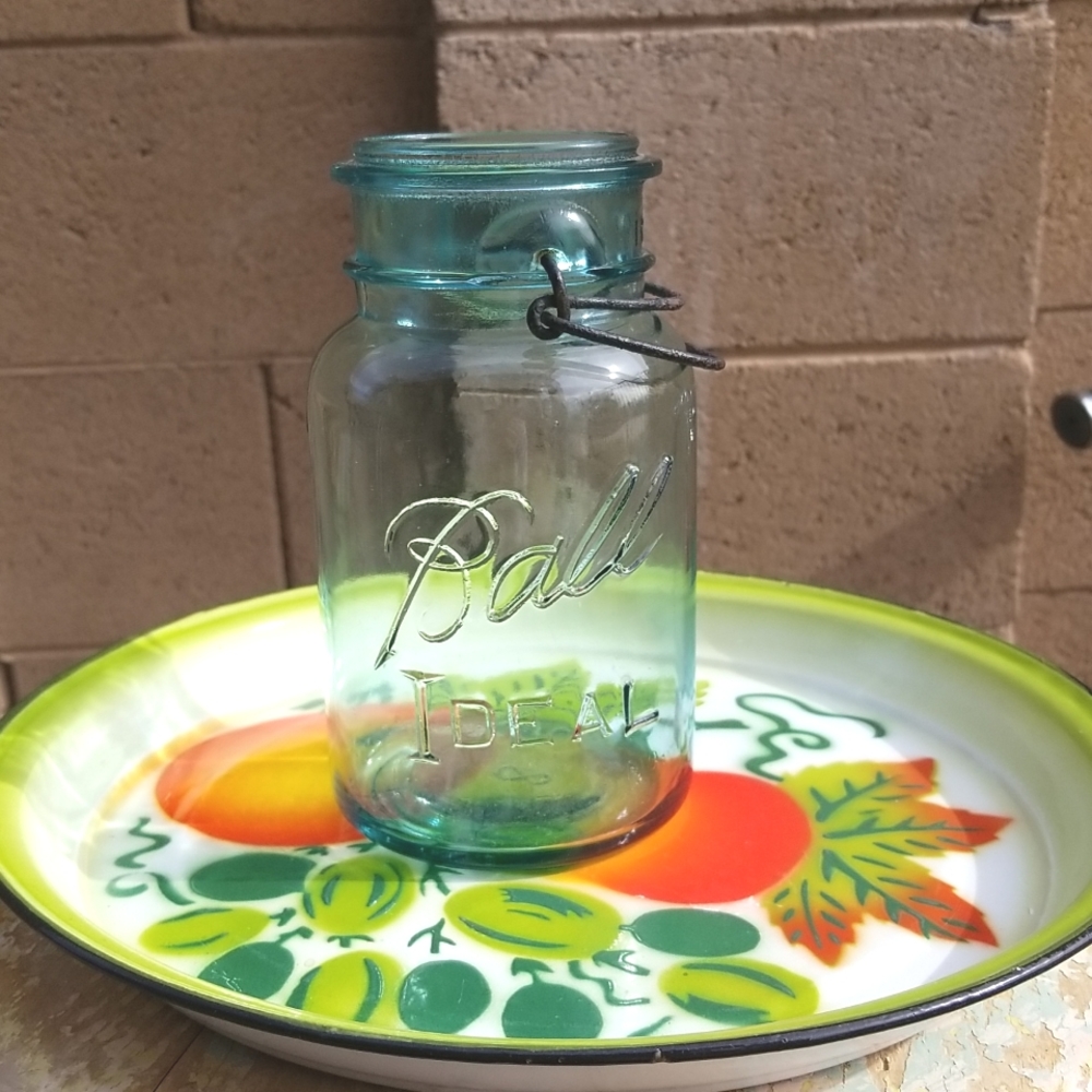 Antique 1908 Ball Ideal Jar Aqua Blue